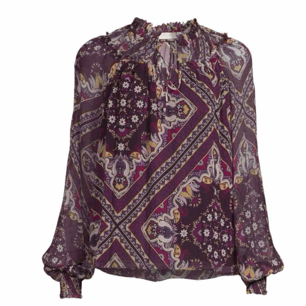 RAMY BROOK Saffron Mixed Print Silk Blouse Size Small Business Casual